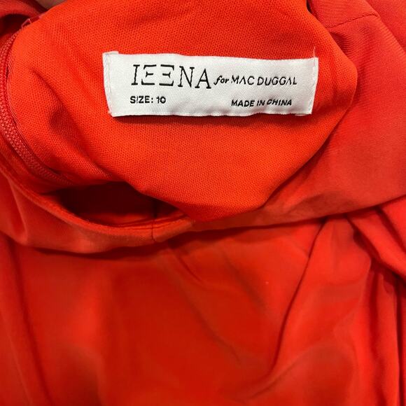 IEENA FOR MAC DUGGAL 55708 Long Sleeve Keyhole Knot Front Draped Gown Red 10 NEW - Picture 6 of 8